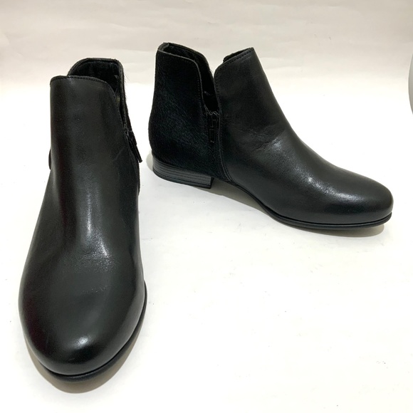 ERIC MICHEAL ISABELLA black booties leather block heel almond toe ankle boots 38 - Picture 4 of 11